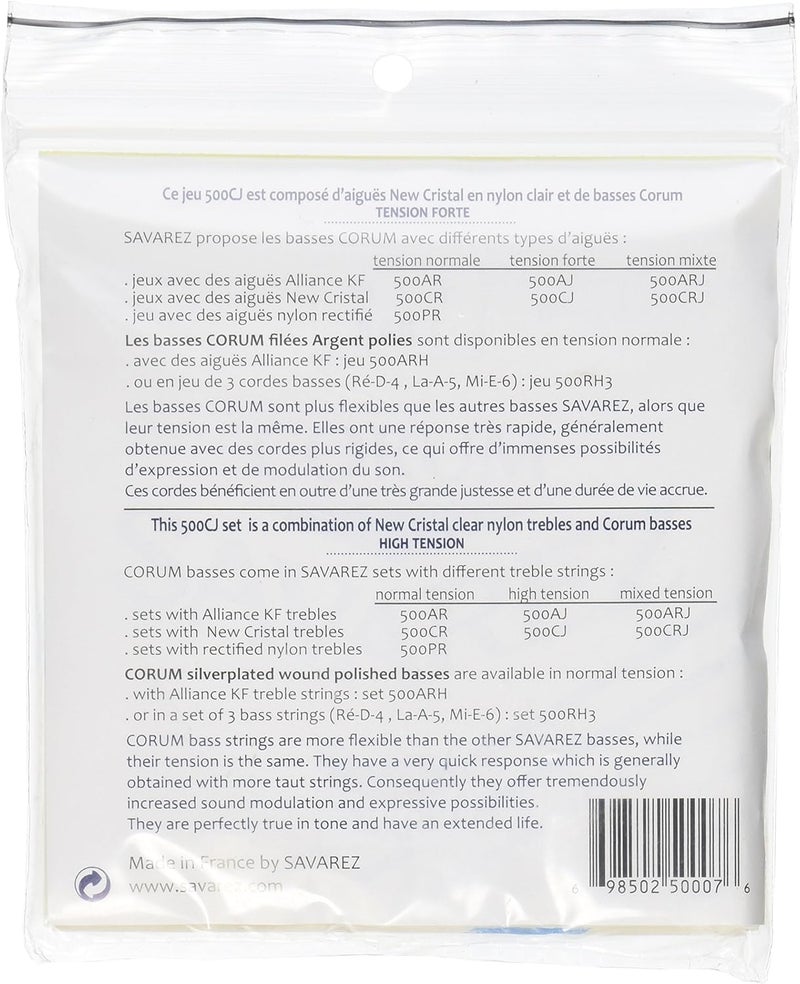 Savarez 500CJ High Tension Classical Guitar String Set with Cristal Trebles and Corum Basses - Image 2